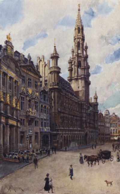 Das Rathaus, eine Ecke des Grande Place von after Amedee Forestier