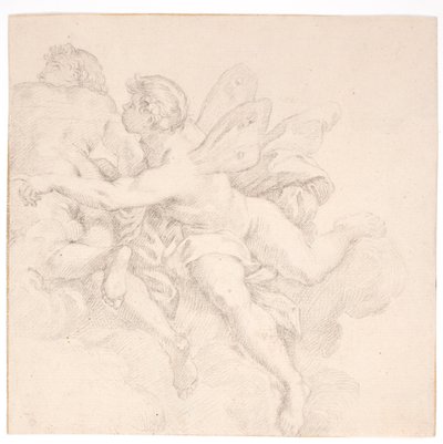 Zwei Figuren in den Wolken, eine davon möglicherweise eine Allegorie des Windes von after Carlo Maratti