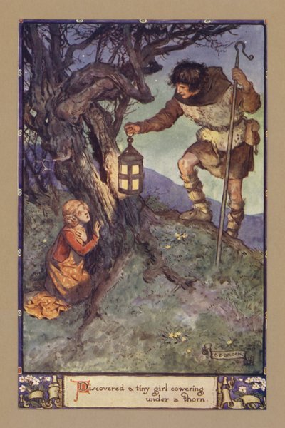 Entdeckte ein kleines Mädchen, das sich unter einem Dornstrauch duckte von after Charles Edmund Brock