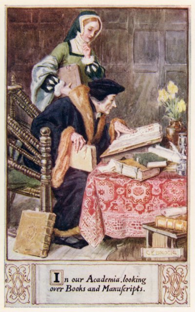 In unserer Akademie, Bücher und Manuskripte durchsehend von after Charles Edmund Brock