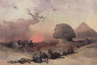 Die Pyramide von Cheops und die Sphinx, nahe Gizeh, Ägypten von after David Roberts