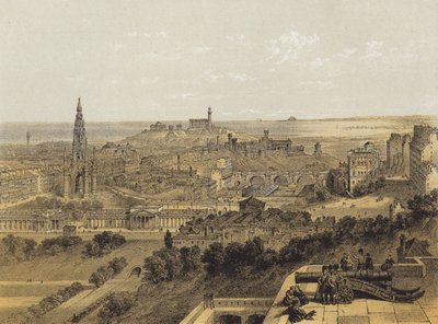 Blick auf Edinburgh vom Schloss von after David Roberts