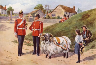 Derby Tom, der Haustier-Widder der Sherwood Foresters von after Edgar Alfred Holloway