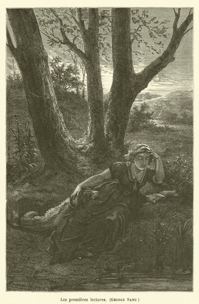 Die ersten Lesungen, George Sand von after Emile Antoine Bayard