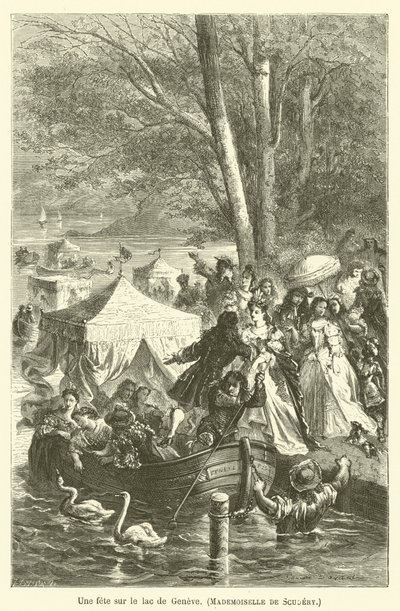 Ein Fest auf dem Genfersee, Mademoiselle de Scudery von after Emile Antoine Bayard