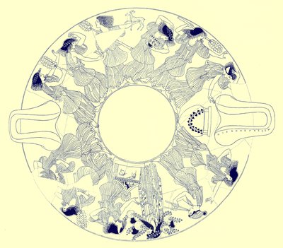 Tanz der Mänaden zu Dionysos, Illustration aus Griechische Vasenmalereien von J. E. Harrison und D. S. MacColl, veröffentlicht 1894 von after English School