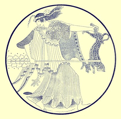 Mänade, Illustration aus Griechische Vasenmalereien von J. E. Harrison und D. S. MacColl, veröffentlicht 1894 von after English School