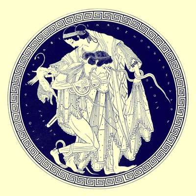Peleus und Thetis, Illustration aus Griechische Vasenmalereien von J. E. Harrison und D. S. MacColl, veröffentlicht 1894 von after English School