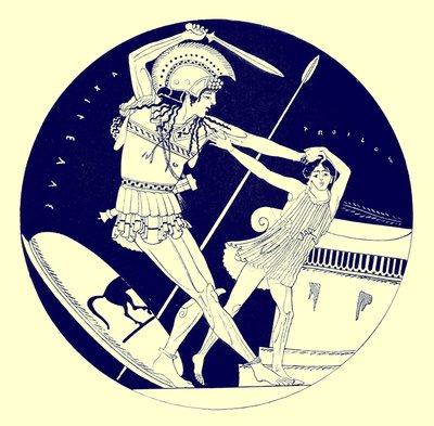 Der Tod von Troilos, Illustration aus Griechische Vasenmalereien von J. E. Harrison und D. S. MacColl, veröffentlicht 1894 von after English School