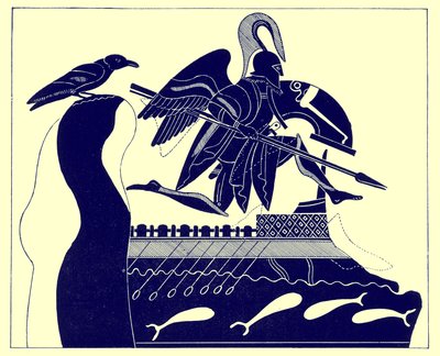 Der Geist von Patroklos, Illustration aus Griechische Vasenmalereien von J. E. Harrison und D. S. MacColl, veröffentlicht 1894 von after English School