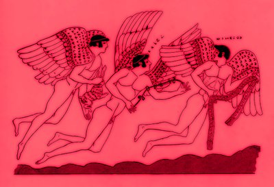 Drei geflügelte Liebesgötter, Illustration aus Griechische Vasenmalereien von J. E. Harrison und D. S. MacColl, veröffentlicht 1894 von after English School
