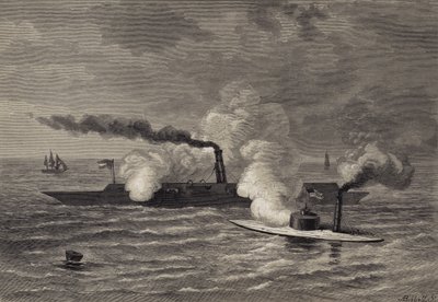 Angriff des Monitors auf die Merrimack von after Felix Octavius Carr Darley