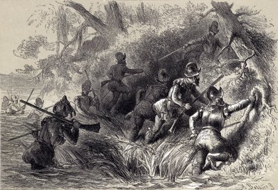 Franzosen greifen das spanische Fort am St. Johns an von after Felix Octavius Carr Darley