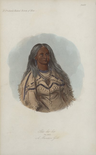Sha-ko-ka, Die Minze, ein Mandan-Mädchen (Aquatinta) von after George Catlin