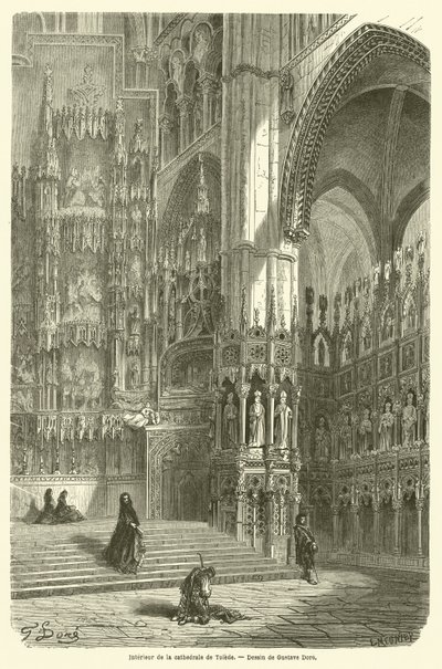 Innenraum der Kathedrale von Toledo von Gustave after Dore