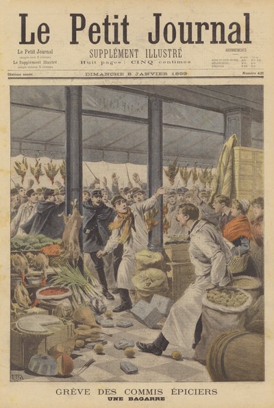 Eine Schlägerei während eines Streiks der Lebensmittelhändler von after Henri Meyer
