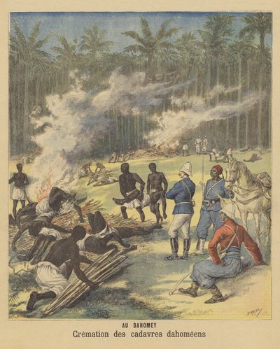 Einäscherung der Leichen toter Dahomeer, Dahomey von after Henri Meyer