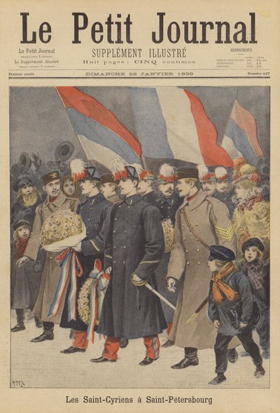 Französische Offizierskadetten der Militärakademie Saint-Cyr besuchen St. Petersburg von after Henri Meyer