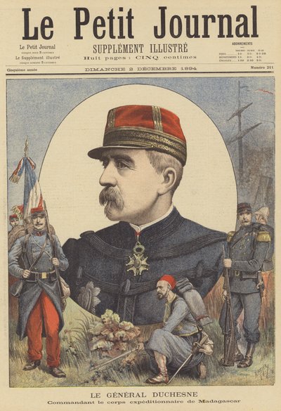 General Duchesne, Kommandant der französischen Expeditionsstreitkräfte nach Madagaskar von after Henri Meyer