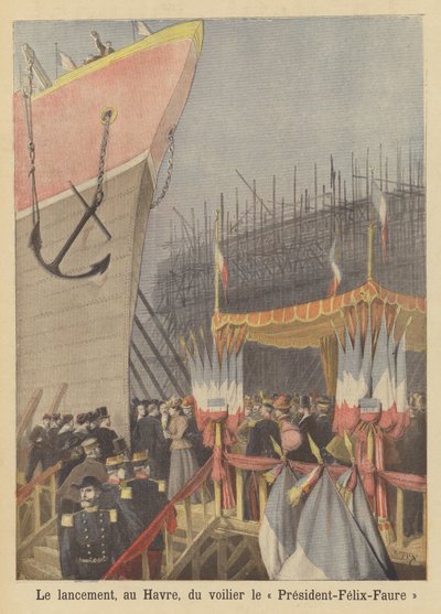 Stapellauf des Segelschiffs President-Felix-Faure in Le Havre von after Henri Meyer