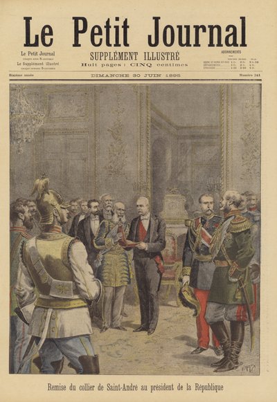 Präsident Faure von Frankreich erhält den Orden des Heiligen Andreas vom russischen Botschafter von after Henri Meyer