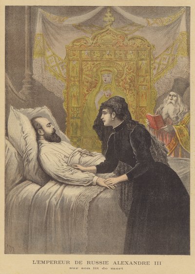 Zar Alexander III. von Russland auf seinem Sterbebett von after Henri Meyer