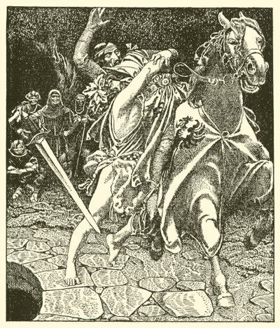 Sir Kay und der Waldwahnsinnige von after Howard Pyle