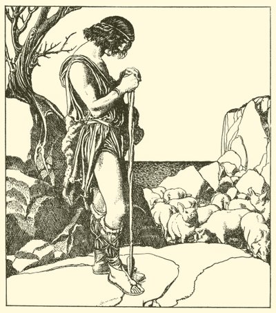 Sir Lamorack hütet die Schweine von Sir Nabon von after Howard Pyle
