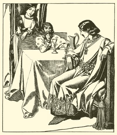 Sir Launcelot sitzt mit Sir Hilaire und Croisette von after Howard Pyle