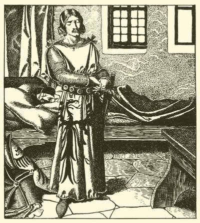 Sir Launcelot nimmt die Rüstung von Sir Kay von after Howard Pyle