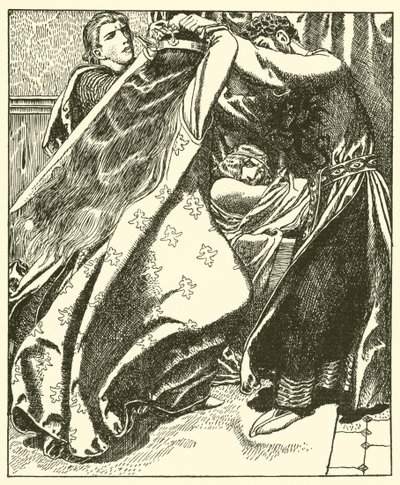 Die Königin von Irland versucht, Sir Tristram zu töten von after Howard Pyle