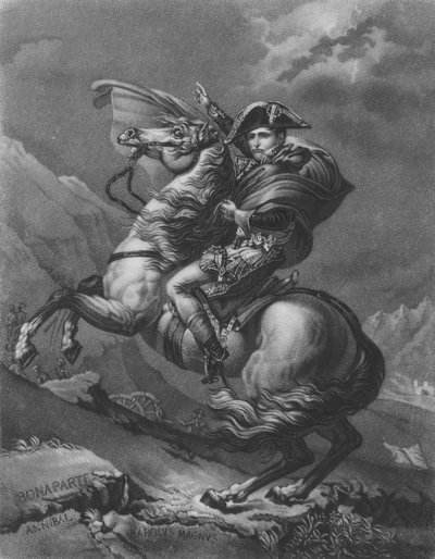 Napoleon Bonaparte überquert die Alpen von after Jacques Louis David