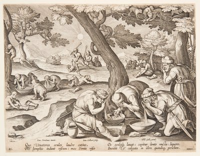 Affen, die Jäger nachahmen von after Jan van der Straet, called Stradanus