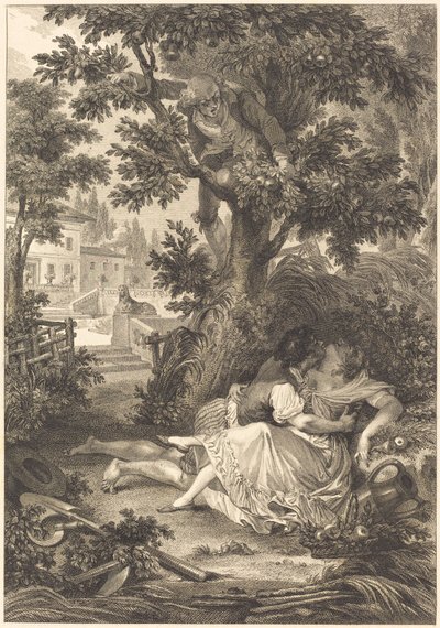 Die Wette der drei Klatschbasen: Der Birnbaum von after Jean Baptiste Mallet