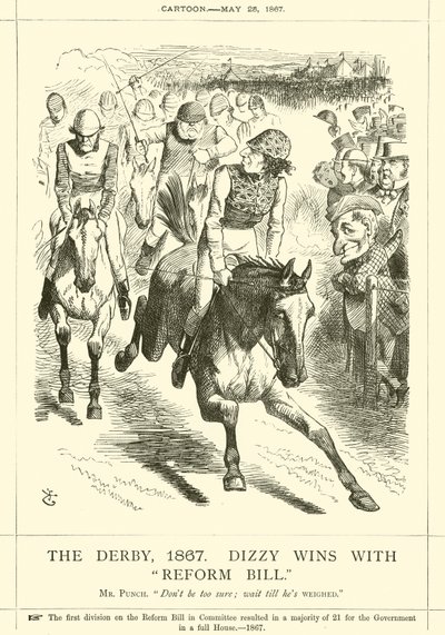 Das Derby, 1867, Dizzy gewinnt mit Reform Bill von after John Tenniel
