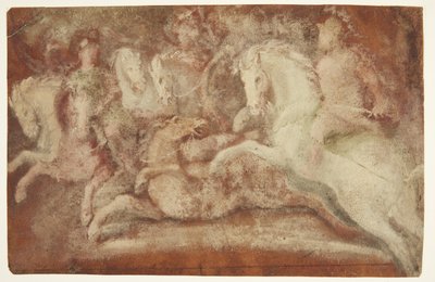 Schlachtszene mit Pferden und zwei Reitern von after Lambert van Haven
