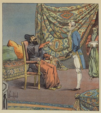Asker-Khan, Botschafter von Persien, hält Marbois, den Präsidenten des Rechnungshofs, für den Arzt von after Louis Charles Bombled