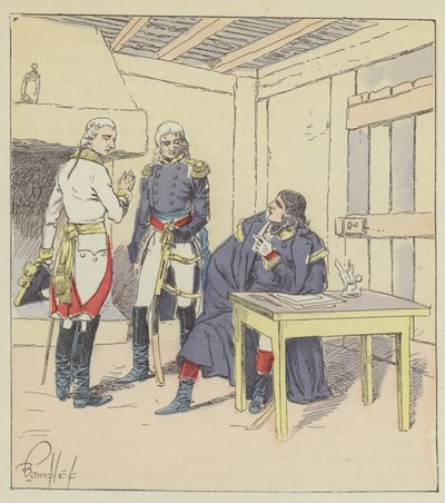 Bonaparte, Serurier und Klenau in Roverbello von after Louis Charles Bombled