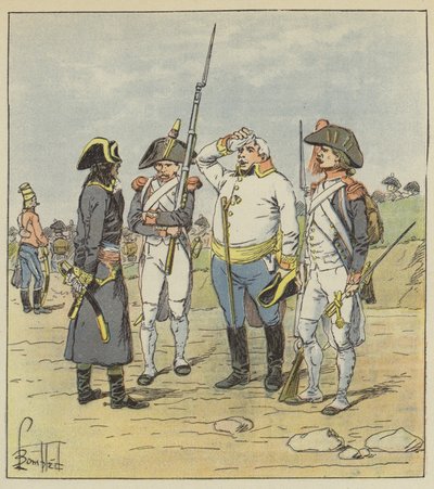 Bonaparte verhört einen dicken österreichischen Major, der gefangen genommen wurde von after Louis Charles Bombled