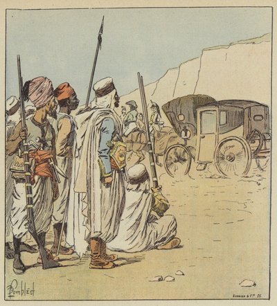 Dieses Auto erstaunte die Araber sehr von after Louis Charles Bombled