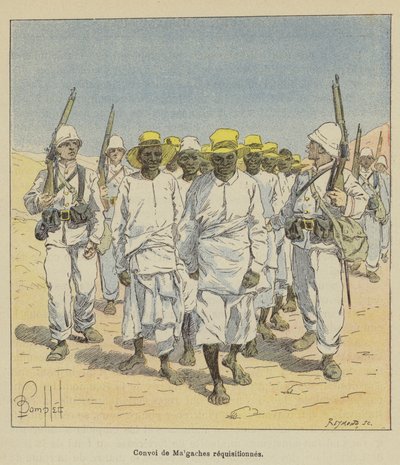 Konvoi von requirierten Madagassen von after Louis Charles Bombled