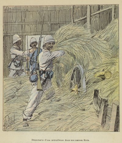 Entdeckung eines Maschinengewehrs in einem Hova-Haus von after Louis Charles Bombled