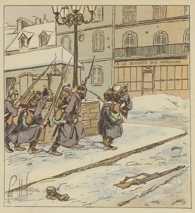 Später und vorsichtiger Einzug der ersten Preußen in Le Mans von after Louis Charles Bombled
