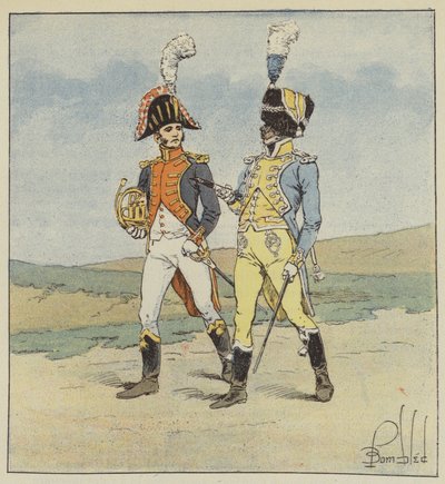 Kaiserliche Garde, Musiker des 1. und 2. Grenadierregiments von after Louis Charles Bombled