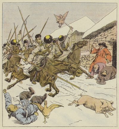 Einfall der Kosaken in ein Dorf von after Louis Charles Bombled