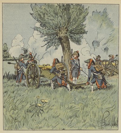 Das Kanonenduell begann von einem Ufer zum anderen von after Louis Charles Bombled