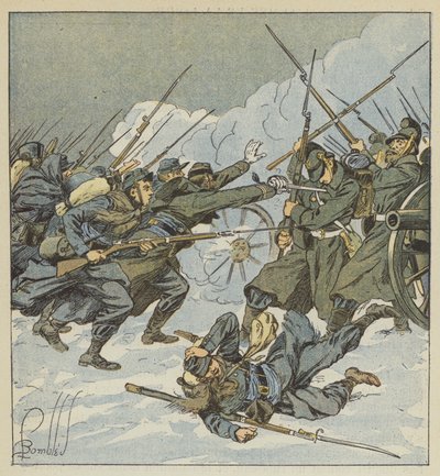 Die Kompanie Boudot vom 11. Jägerregiment stürmt auf eine deutsche Batterie von after Louis Charles Bombled