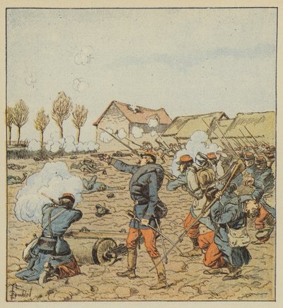 Der Angriff auf den Bauernhof von Cléomont von after Louis Charles Bombled