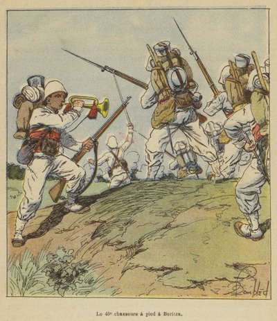 Das 40. Jägerbataillon in Beritza von after Louis Charles Bombled
