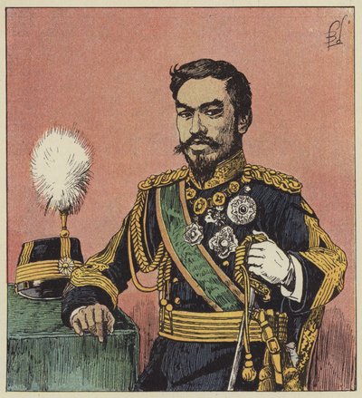 Der Mikado Mutsu-Hito, Kaiser von Japan von after Louis Charles Bombled